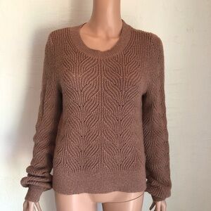 Abercrombie & Fitch Sweater Brick Brown Floral Cable-Knitted Women’s Size M